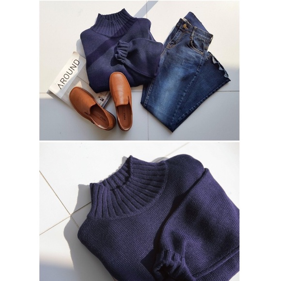 Special Price❤️High collar Navy Turtleneck Sweater - Picture 8 of 8